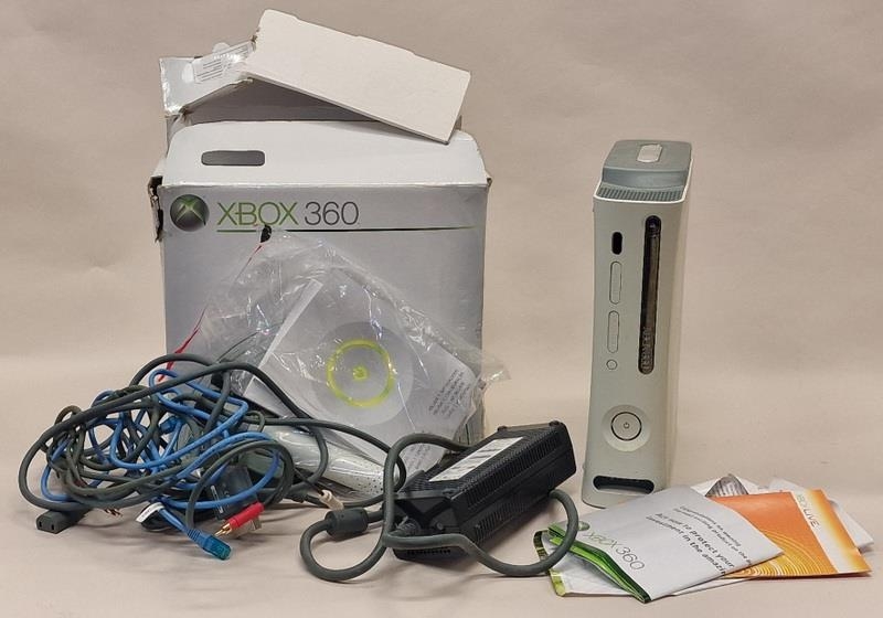 Miscrosoft Xbox 360 boxed games console.