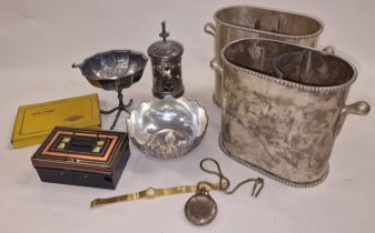 Mixed lot of metalware together with other collectables to include watches.