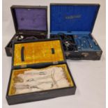 Collection of vintage scientific boxed instruments to include Radiostat Machine and Violet ray