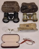 Two pairs of cased opera glasses together with two pairs of spectacles (4).