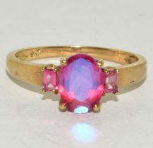 9ct Gold Ladies Ruby Ring. Size O