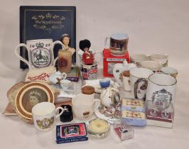 Collection of mainly commemorative items to include royal stamps and china.