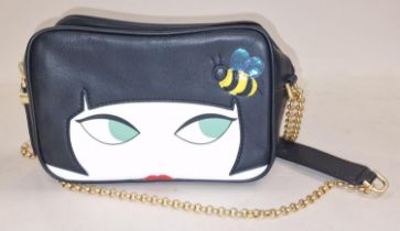 Lulu Guinness ladies cross body bag with a smiley face and bee adjustable shoulder strap ref 952891