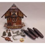 Schneider German vintage Black Forest Cuckoo Clock requiring some restoration.