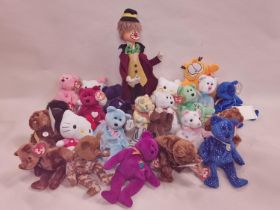 A box of mainly TY Beanie Babies soft toys.