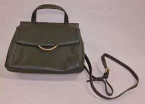 Lulu Guinness Gertie Medium leather handbag with adjustable shoulder strap in sage colour ref 952891