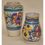 Poole Pottery shape 596 YO pattern vase by Ruth Pavely 9" high together with shape 438 vase 6.7"