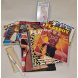 A box of 1980's Australian Playboy adult magazines with some videos.