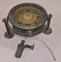 Antique brass ships compass with bras light fitment to match.