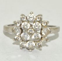 925 silver Daisy head flower ring size R