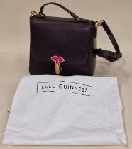 Lulu Guinness Eleanor hand bag model 50145447 Aubergine with dust cover as new ref 952891