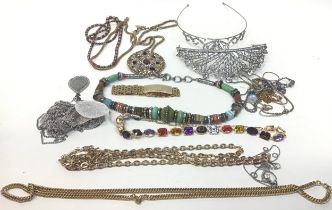 Quantity of costume jewellery to include a Tiara