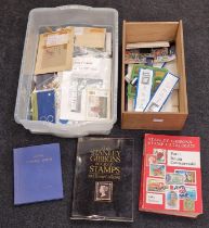 Two boxes containing loose stamps/presentation packs/first day covers to sort together with some