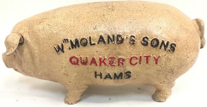 A Moorlands cast advertising pig.