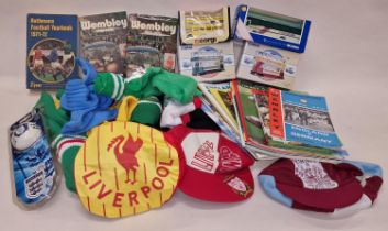 A collection of brand new football socks together with some football programmes and a few boxed