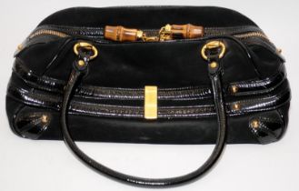 Gucci GG canvas Horsebit Wave handbag in black. Some signs of use, mainly to the interior but all