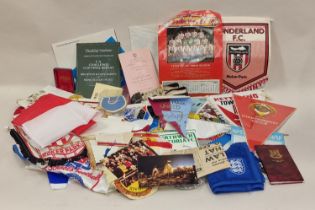 A large collection of vintage football related memorabilia to include bunting, ephemera etc. Good