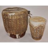 Two vintage ethnic bongo drums.