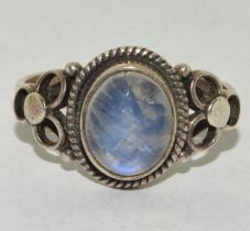 A 925 silver and moonstone ring Size T