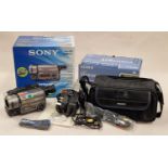 Sony Handycam boxed vintage camcorder together with a boxed starter pack.