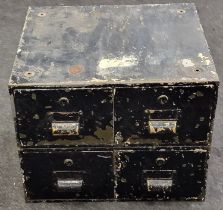 A vintage metal four drawer records/filing cabinet 35x44x39cm.