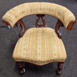 Antique Victorian oak bedroom chair on porcelain castors.
