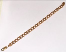 9ct Gold Flat Link Bracelet, with a Crab Claw Clasp 12g