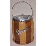 Vintage Art Deco wooden 1930's biscuit barrel.