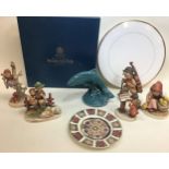 Collection of various ceramics to include 5 Hummel figures, Crown Derby plate, Poole Pottery fish