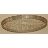 Sheffield Plate large good quality gallery drinks tray 18" dia.
