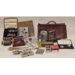 Two boxes of various collectables to include militaria items, silver plate and other items of