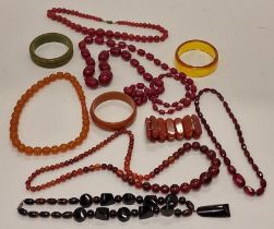 Collection of Bakelite and resin necklaces