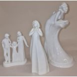 Royal Doulton collection of white porcelain figurines (3).