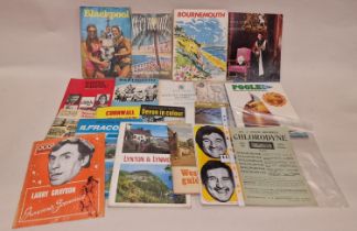 Collection of vintage tourist guides to include local examples together with antique book pages,