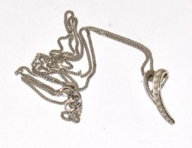 9ct White Gold Diamond Pave Journey Pendant necklace