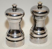 Silver H/M Salt and Pepper cruets 10cm tall