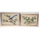 A pair of Chinese late 19th century rice paper watercolour paintings of birds, 32cm x 22cm