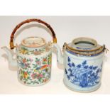 Two Chinese porcelain teapots. H 16cms