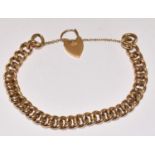 9ct Gold Ladies Bracelet. Links Individually H/M. Heart Clasp & Safety Chain 18g