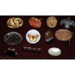 Collection of 19 century brooches some Agate set (12)