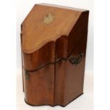 George III knife box in serpentine form, with an inlaid star motif to lid. Hinged top with fitted