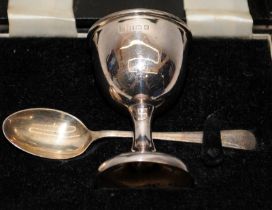 Silver H/M christening set in fitted box
