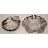 Silver H/M Shell dish together a silver embossed bon bon bowl 170g