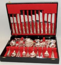 Boxed set of Kings pattern silver plate cutlery for 6 place settings