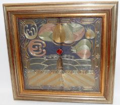 Framed Chinese 19thC textile rank badge with sun in very good condition. O/all frame size 36cms x