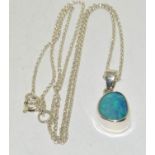 Direct from the Australian Opal miner a set in silver Chrystal Opal pendant necklace