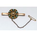 9ct Gold Brooch in the form of a Hat set with Turquoise. 5g