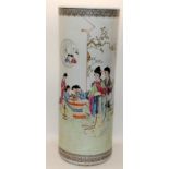 A finely painted & very large Chinese republic period famille rose maidens stick stand. H 61cm