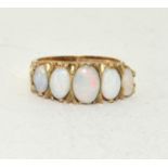 Opal 5 stone 9ct gold ring, 3.4g, Size J