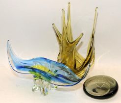 Chalet art Glass "Unicorns" together 2 similar art glass items